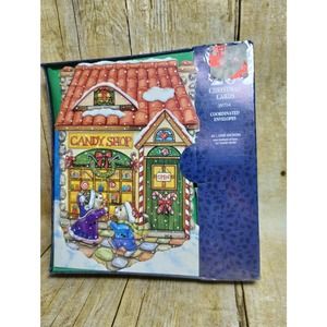 Vtg Christmas Otter Victorian Candy Shop Holiday Cards New Anthropomorphic (su2)
